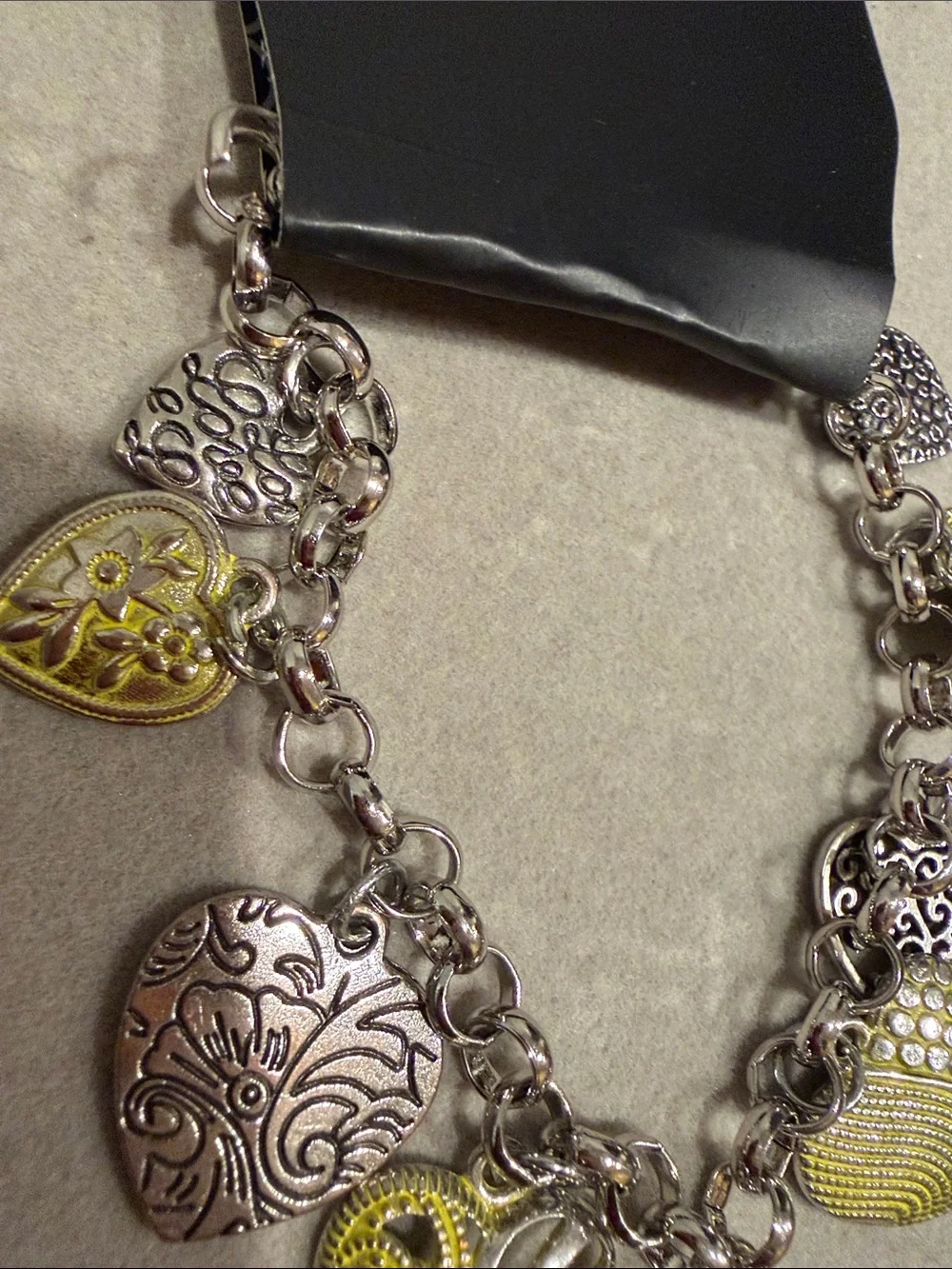 paparazzi Yellow and Silver Heart Charm Bracelet